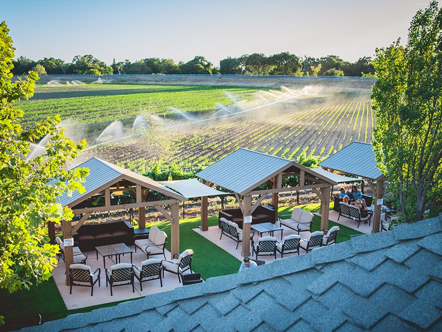 The gazebos at Scribner Bend look fresh and inviting on a spring day.