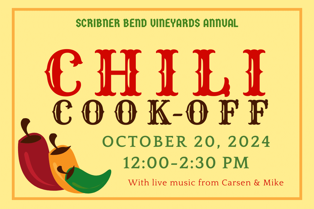 Chili Cook-Off on October 20th from 12:00 - 2:30 p.m. with musical guests Carsen & Mike.