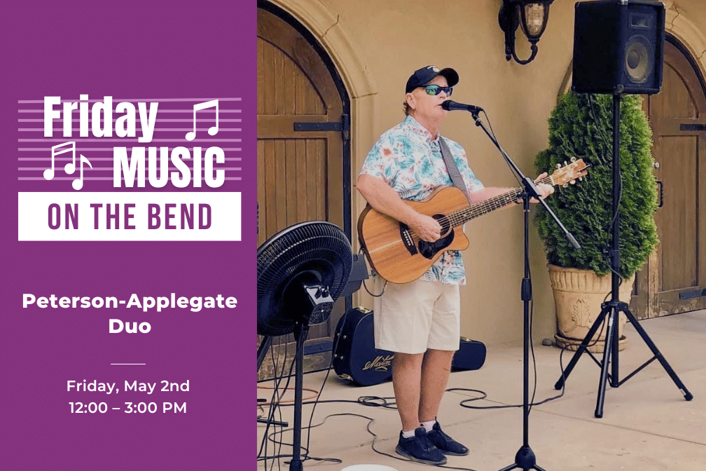 Friday Music on the Bend with Peterson-Applegate duo at Scribner Bend Vineyards on Friday, May 2nd from 12:00-3:00 pm.