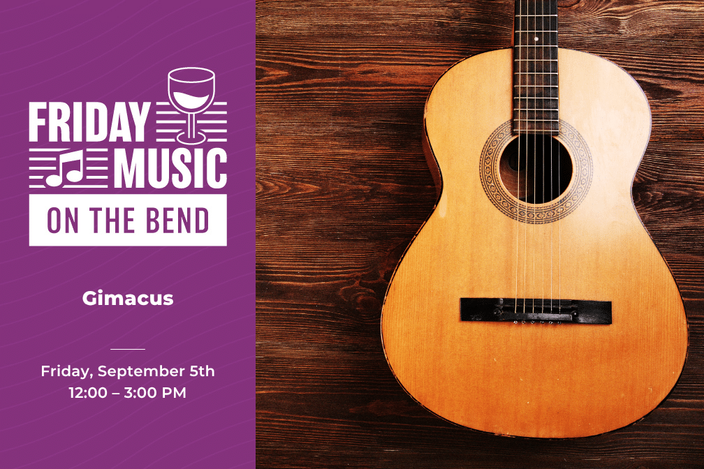 Friday Music on the Bend at Scribner Bend Vineyards at Friday, September 5th from 12:00-3:00pm with Gimacus.