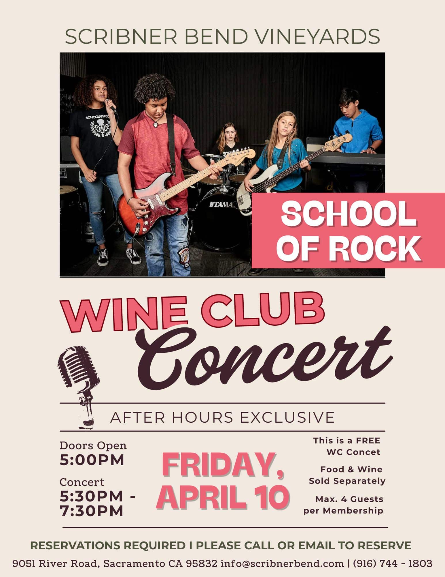 Wine Club Concert with School of Rock