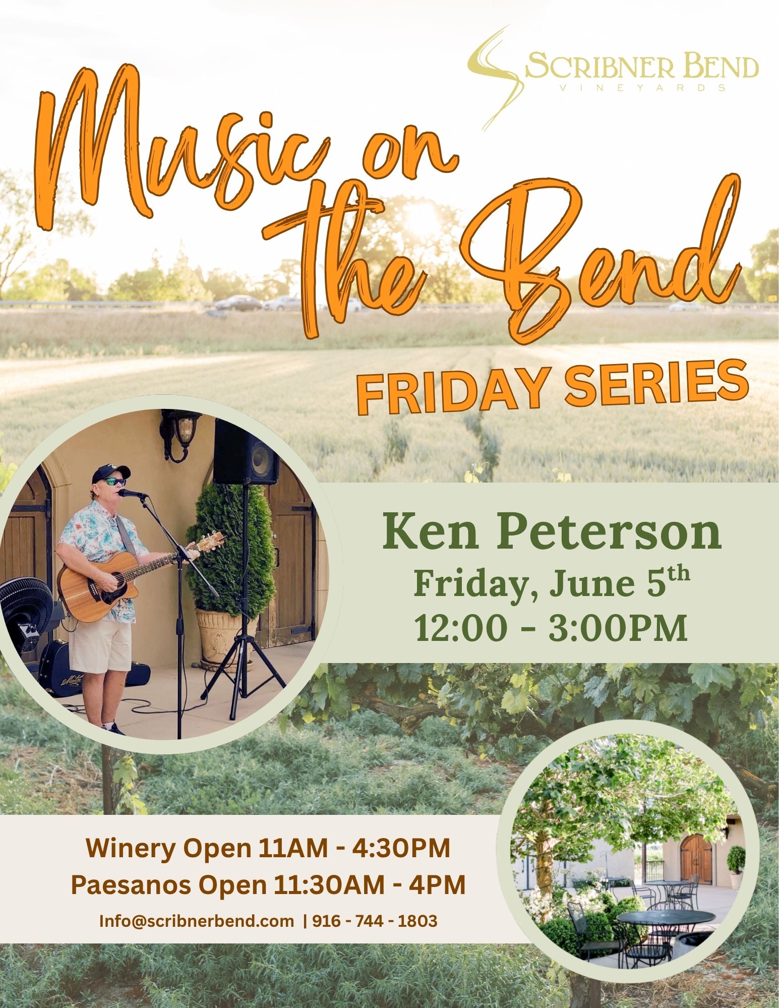 Live acoustic performance by Ken Peterson at Scribner Bend Vineyards in Sacramento.