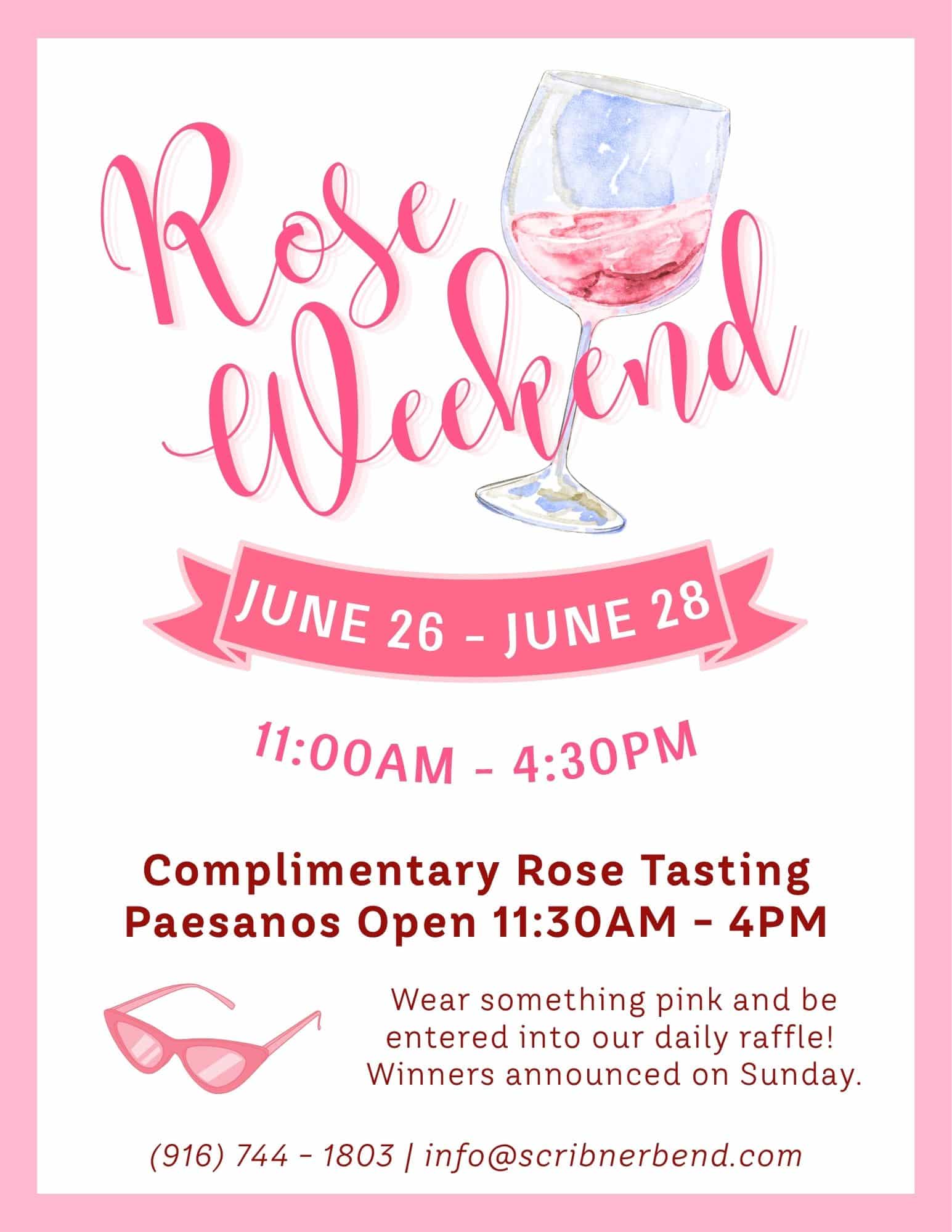 Summer Rosé Weekend celebration featuring complimentary tastings at Scribner Bend Vineyards